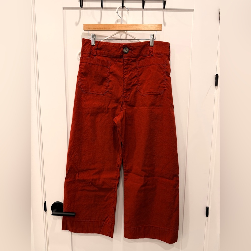 Anthropologie Cropped Wide Leg Pants in Red